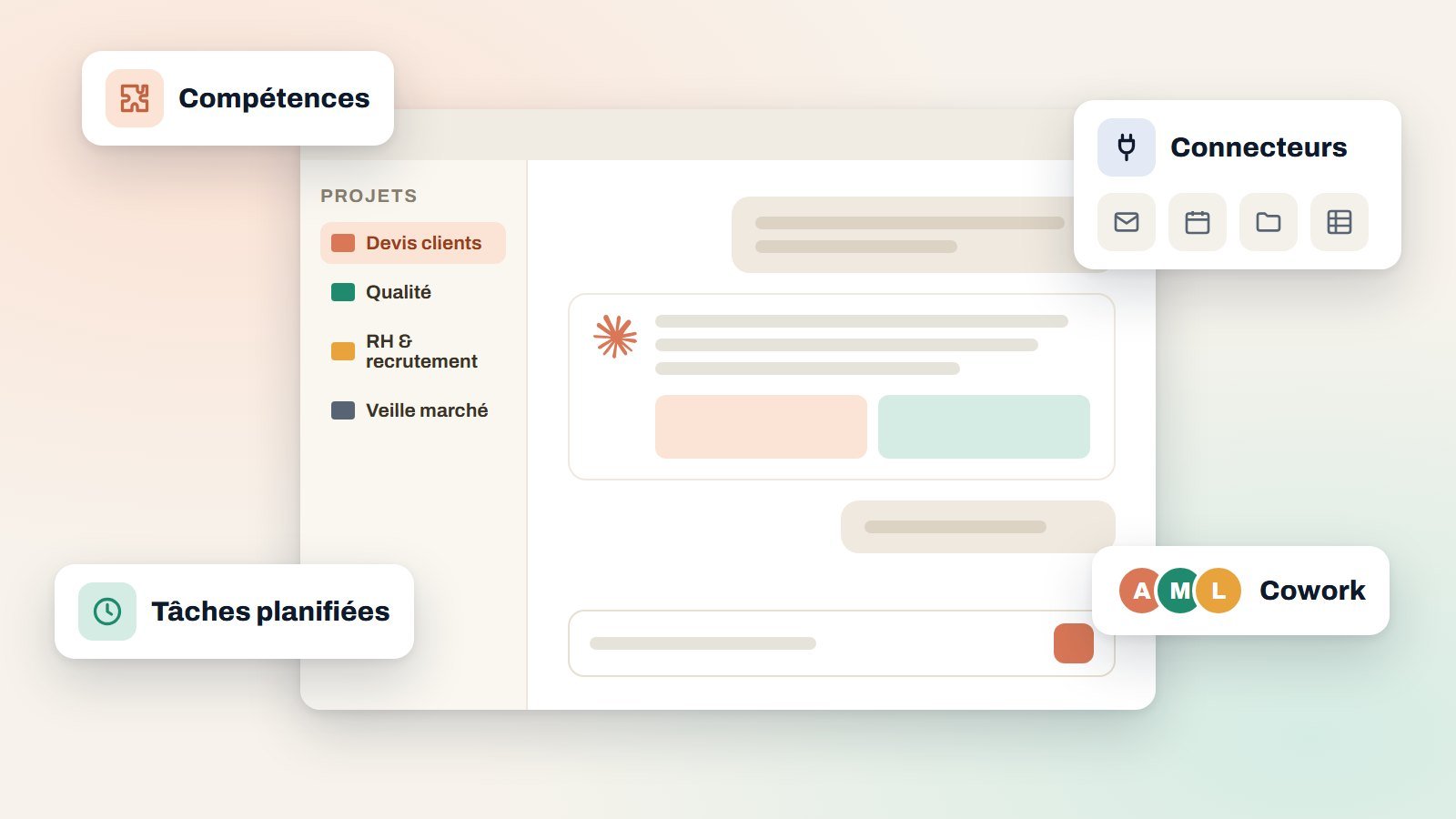 Claude pour les professionnels : projets, compétences, connecteurs et Cowork