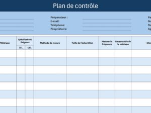 Modèle Lean : Plan de contrôle